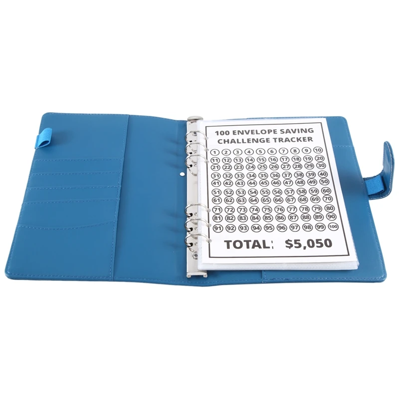 100 Envelope Challenge Binder Live Page Savings Challenges Binder, Budget Binder, Easy And Fun Way To Savemoney(Blue)