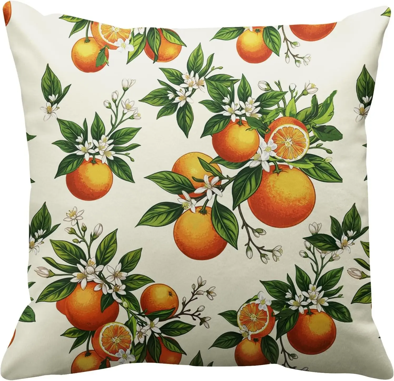Vintage Orange Blossom Pillowcase, Citrus Fruit Cushion Cover, Botanical Garden Home Decor, Farmhouse Kitchen Sofa Gift