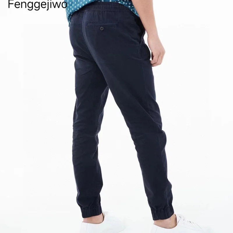 Fenggejiwo men's casual fabric pants, washed fabric pants, leggings