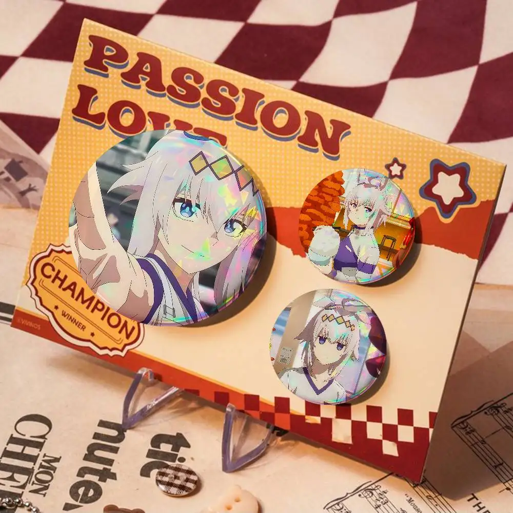 Anime CINDERELLA GRAY Oguri Cap For Badge Personalized Custom Laser Reflective Badge Hologram Metal Enamel Brooch Souvenir Gift