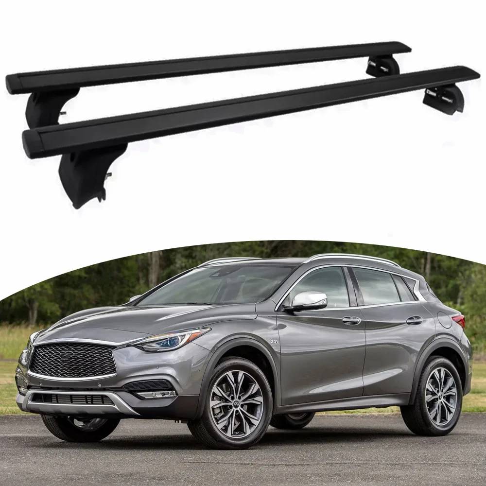 2PCS Cross Bar Fits For INFINITI QX30 2017-2019 Roof Rail Rack Lockable Cargo Bars Black Crossbar Ajustable High Quality
