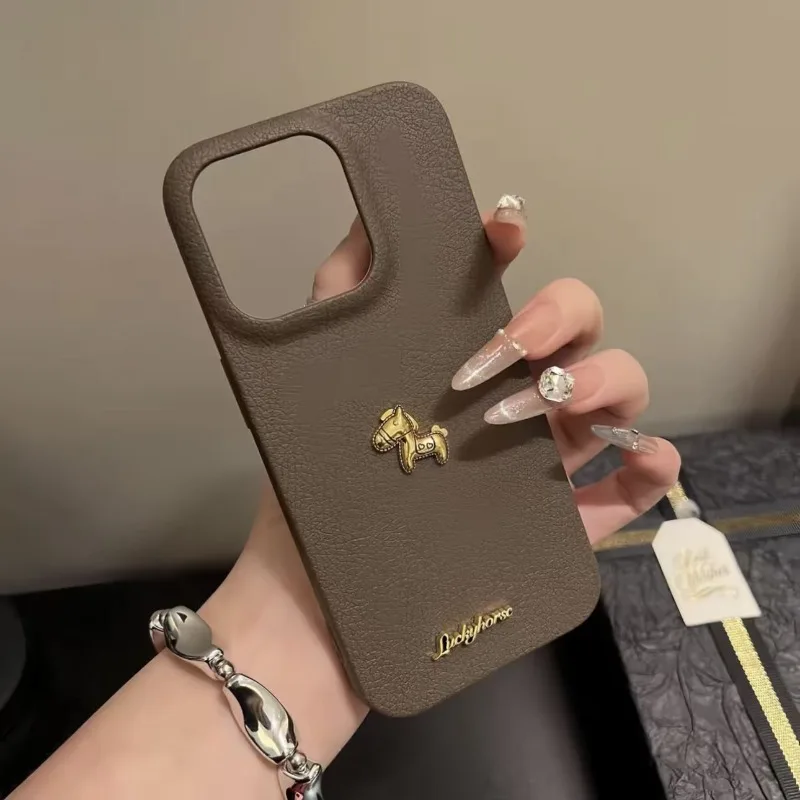 

Luxury Golden Pony Phone Case For Redmi Note 15 14 13 12 11 10 Pro Plus Turbo 11T 11S 10T Pro+ Turbo 4 Pro PU Leather Soft Case