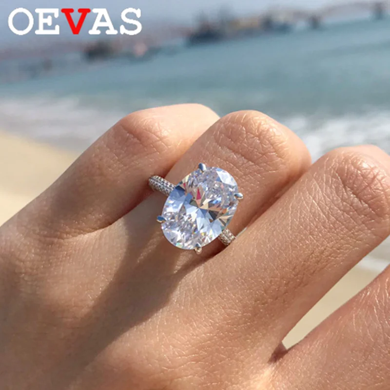 

OEVAS 18-каратное белое золото, цвет стерлингового серебра 925 пробы, обручальные кольца для женщин, сверкающие 8 карат, 10*14, овальные ювелирные изделия с высокоуглеродистыми бриллиантами