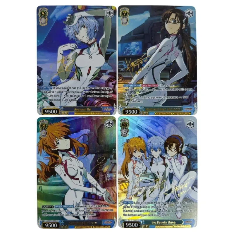 4pcs/set Ayanami Rei Asuka Langley Soryu Mari Makinami Illustrious Self Made Flash Card Anime Classics Game Collection Cards Toy