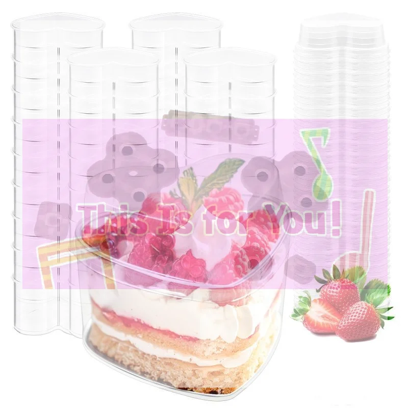 10 Pack Heart Shaped Clear Plastic Dessert Cups With Lids Reusable Food Grade For Wedding Party Valentines Day Dessert Serving