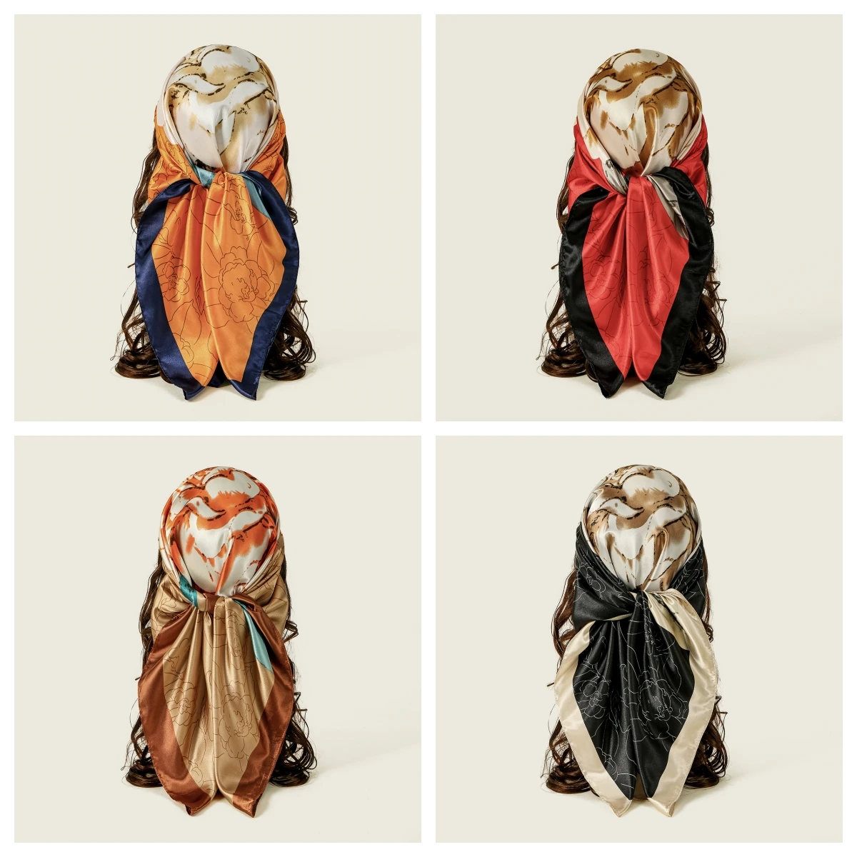 

90*90cm Printed Square Scarf For Women Muslim Hijab Jacquard Scarf For Summer Lightweight Headsacarf Handkerchief Beach Shawls