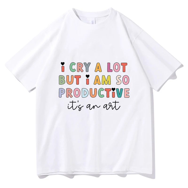 TTPD T-shirt Manga Graphic I Cry A Lot But I Am So Productive Tee Women Cute Top Men Short Sleeve Summer Kawaii Couple Clothes