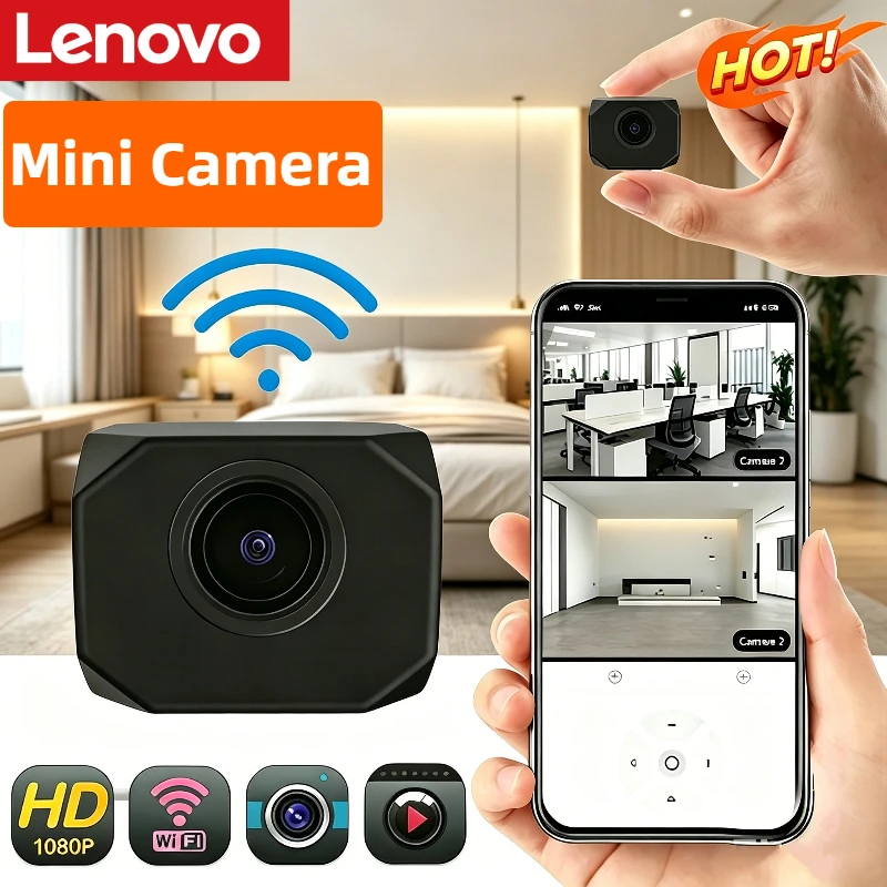 Lenovo New 4K HD WiFi Security Camera Night Vision Home Mini Smart Indoor IP Surveillance APP Remote Monitoring Portable Design