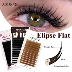 Abonnie Brown Colored Ellipse Flat Lashes Extensions Mega Volume Individual Eyelashes Split Tips Cashmere Cils