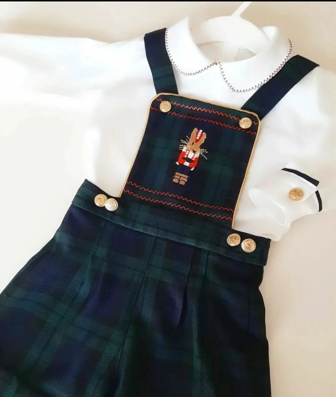 Baby Boy Set Autumn Navy Blue Velvet Rabbit Embroidery Vintage for Eid Causal Birthday Photography