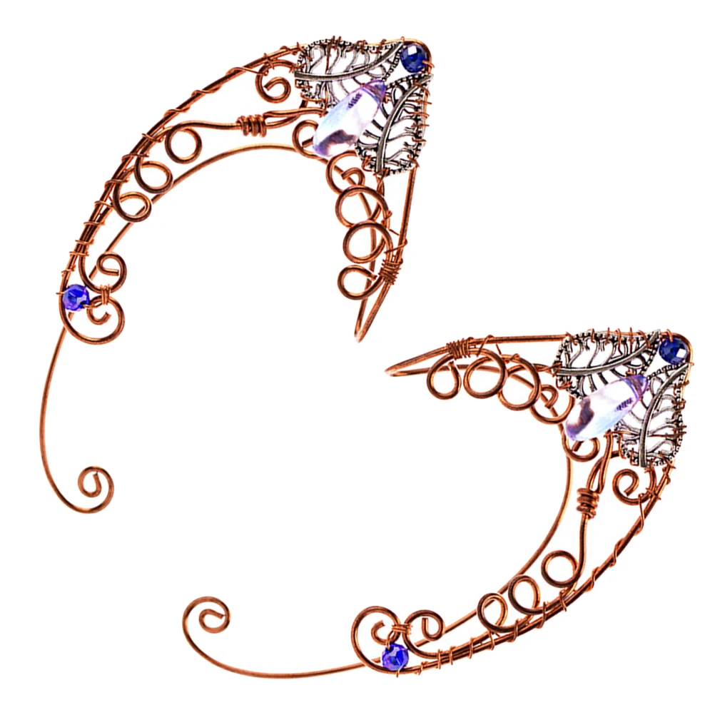 

2pcs Ear Cuffs Handmade Copper Metal Elf Earrings for Women Birthday Party Wedding Photoshoot Accessories