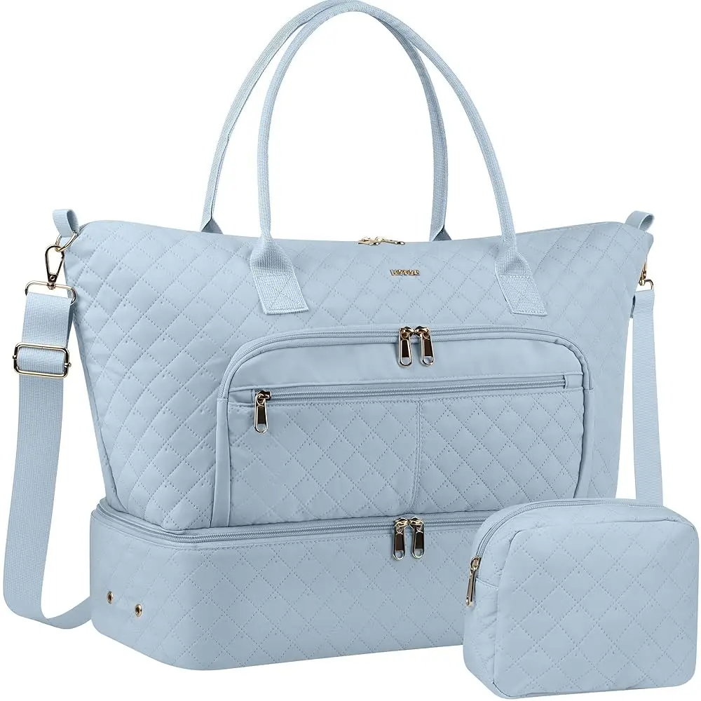 Travel Duffle Bag for Women - Carry on Bag with Toiletry Pouch & Shoe Compartment, Large Overnight Weekender Bags for Gym, B