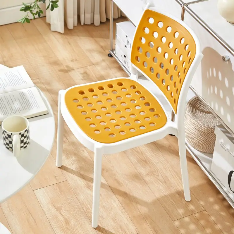 ee-Nordic Plastic Dining Chairs Household Hollow Back Dining Chair Simple Modern Outdoor Stacking