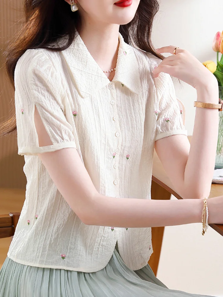 قمصان قصيرة الأكمام للنساء شبكة مطوي Pintucked الخفافيش كم تونك عادية Fairycore لطيف Kawaii طالب فني بناتي شبابي #5