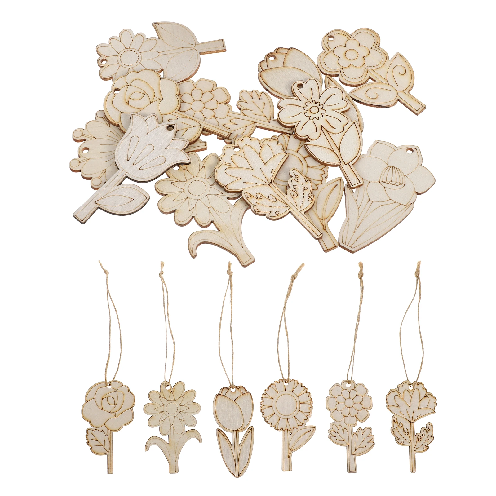 

Wooden Flower Crafts 12 Styles DIY Cutouts Unfinished Slices Kids Painting Decorations H made Wood Chips Art Supplies Sewing