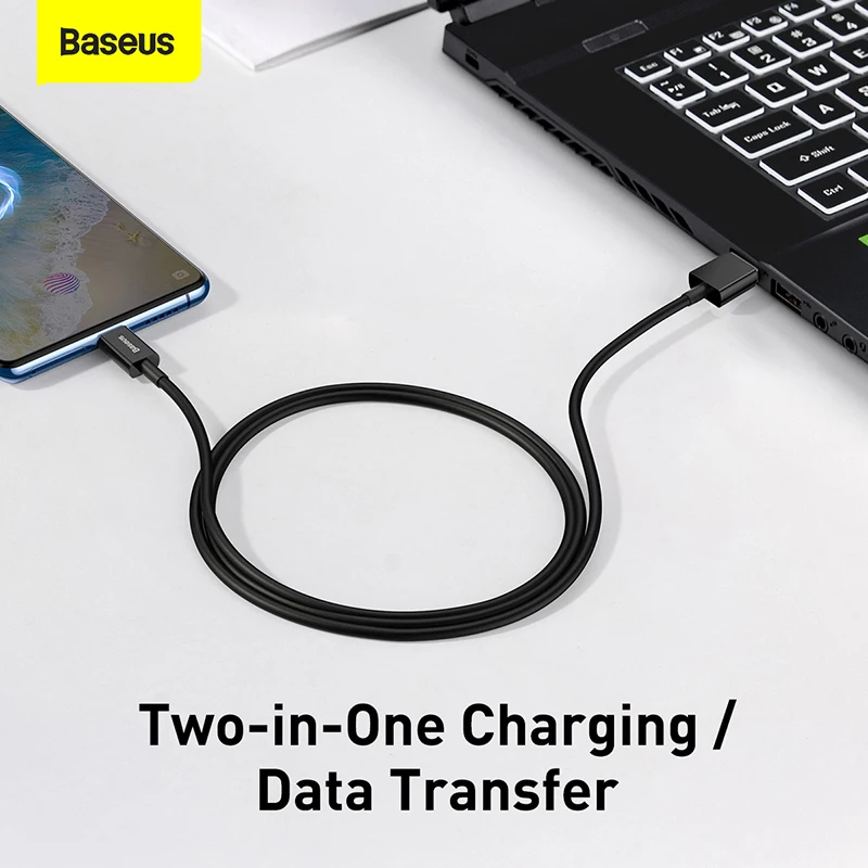 Baseus-cabo micro usb 2a carregamento rápido para xiaomi, redmi, samsung, oneplus, fio de dados, android, telefone móvel