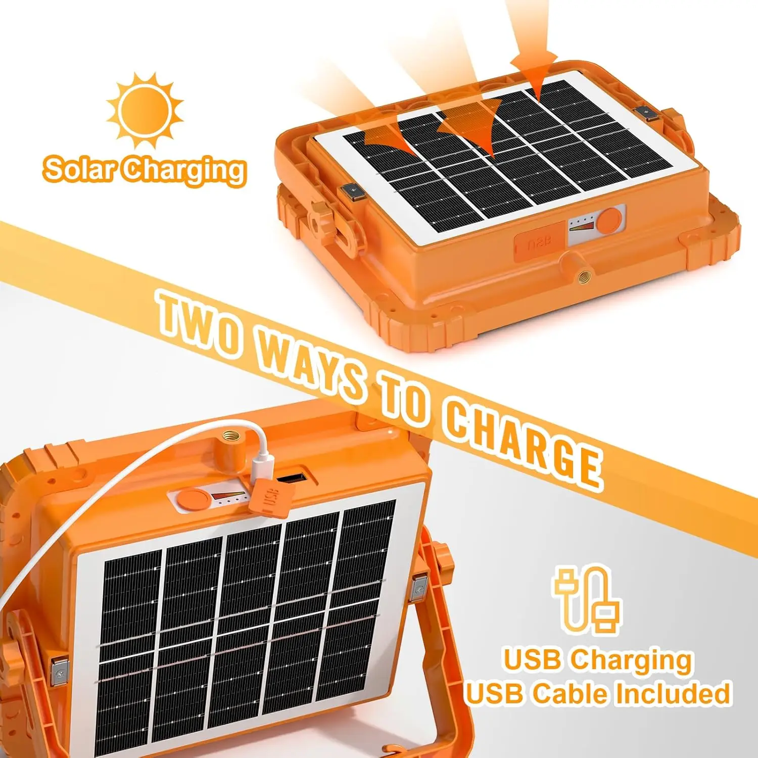 100 W LED-Solar-Arbeitsleuchte, 466 LEDs, 10000 lm, 5 Modi, 12000 mAh wiederaufladbar, IP66 wasserdicht, tragbare Solar-Außenleuchte