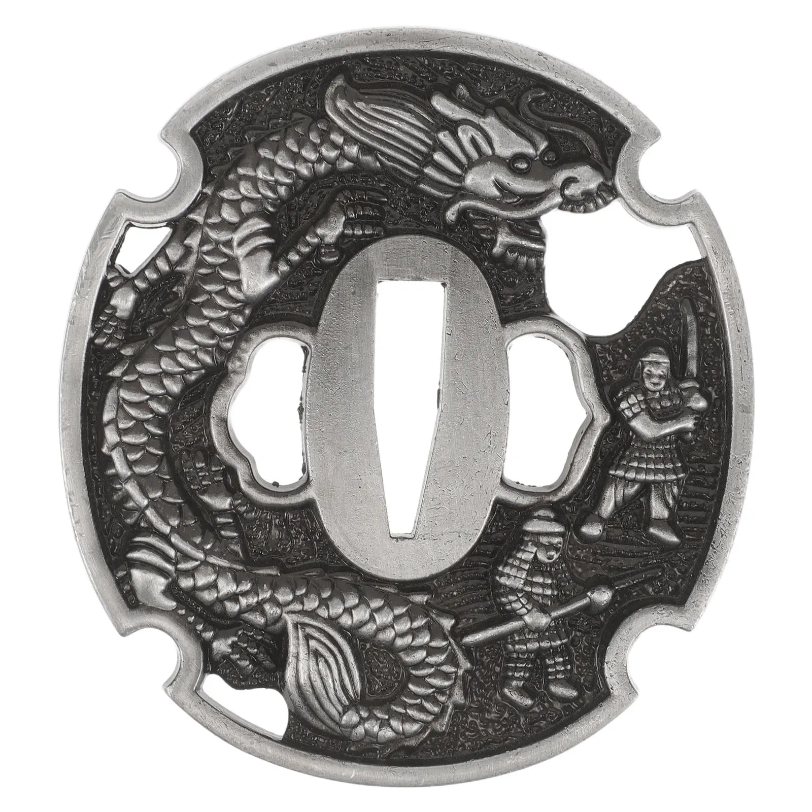 Traditional Samurai Tsuba Handguard Japanese Protector Iron Alloy Detailed Engraving Martial Arts Display