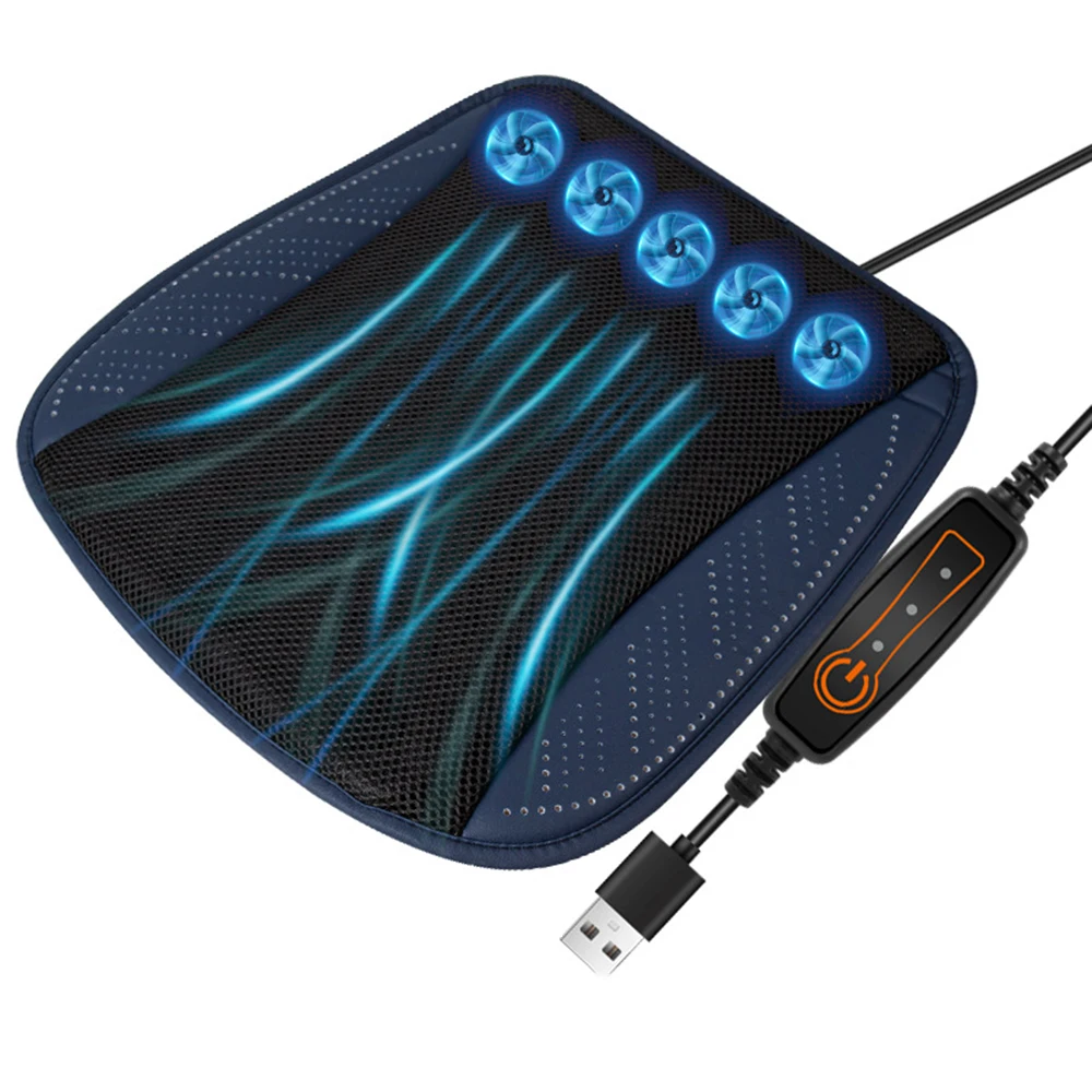 

Ventilated Seat Cushion with USB Port Car Cooling Ice Silk Cushion Summer Cooling Cool Seat Blowing for All Car Seats