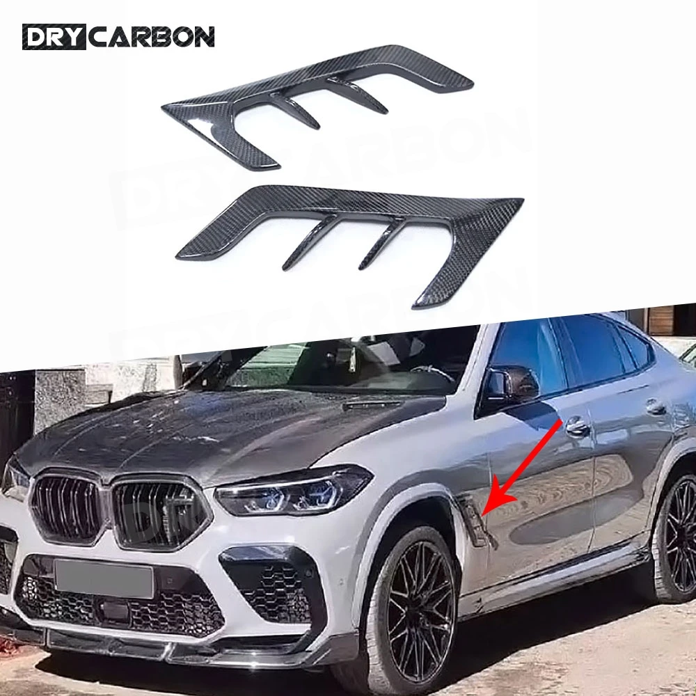 

Carbon Fiber Car Side Fender Canards Splitters Emblem Badge Decals Trims Body Kits Accessories for BMW F96 X6M 2019-2022