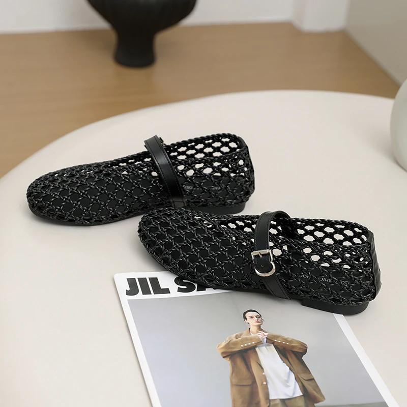 Comfortable Hollow-Weave Mary Jane Women's Shoes, Breathable French Retro, Single Strap Shallow Shoes, Granny Fishnet Shoes - view 6