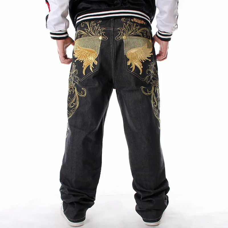 New Men's Fashion Embroidery Print Baggy Jeans Male Colored Drawing Printed Big Size Men Jean Pants Hip Hop Jeans Pantalon Homme