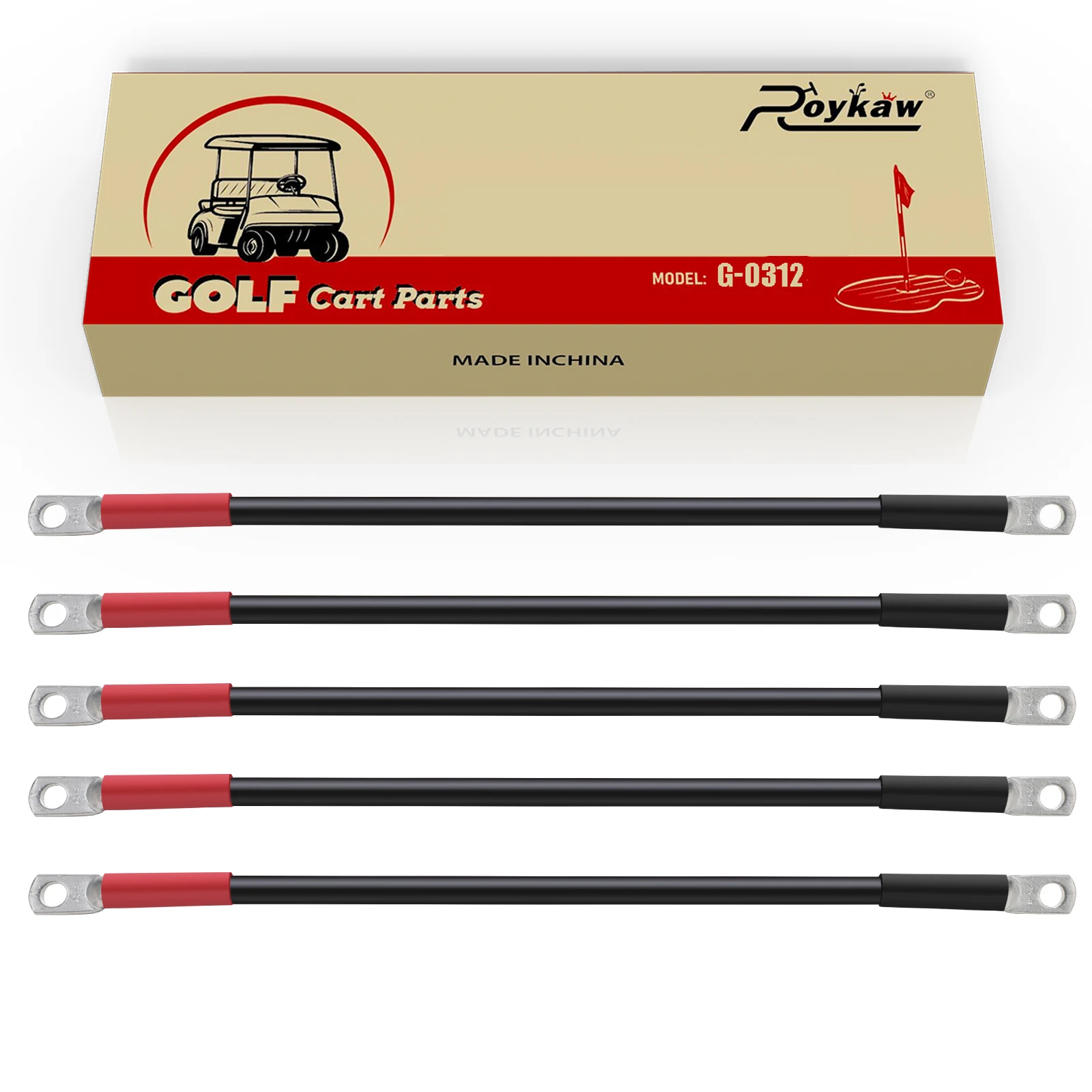 Roykaw 4-gauge golfkar accukabels geschikt voor Club Car DS 1995-up 48 volt modellen, 5 stuks