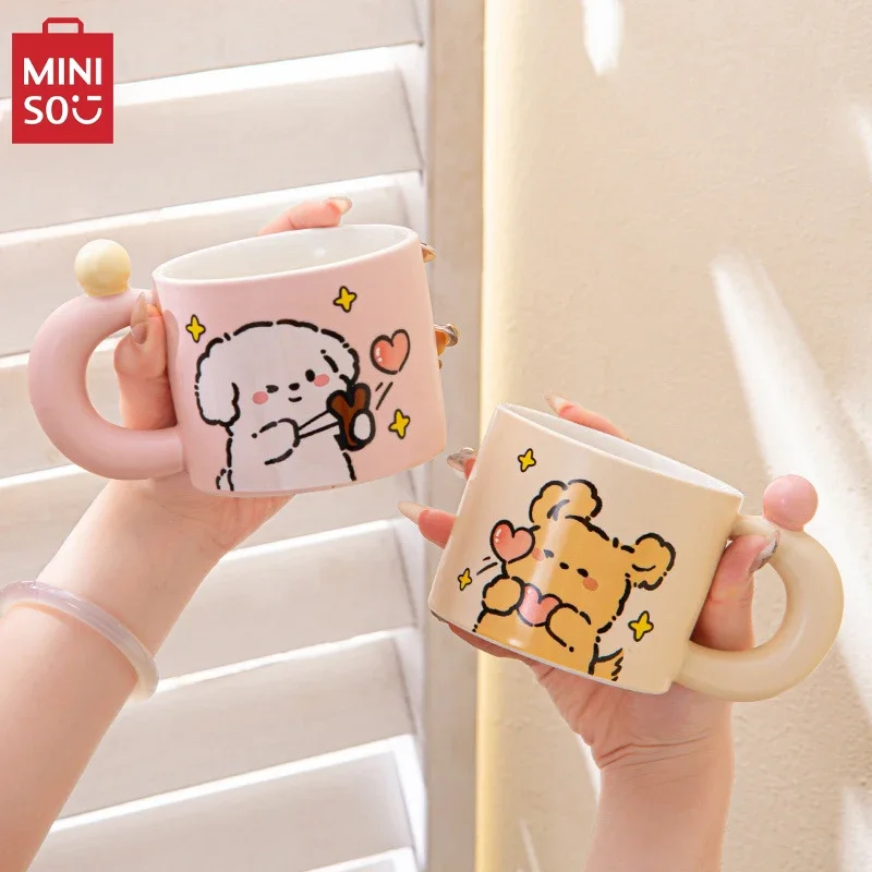 

MINISO 2024 New Creative Love Puppy Couple Water Cup Office Coffee Cup Tea Cup Ceramic Coffee Cups Holiday Gift