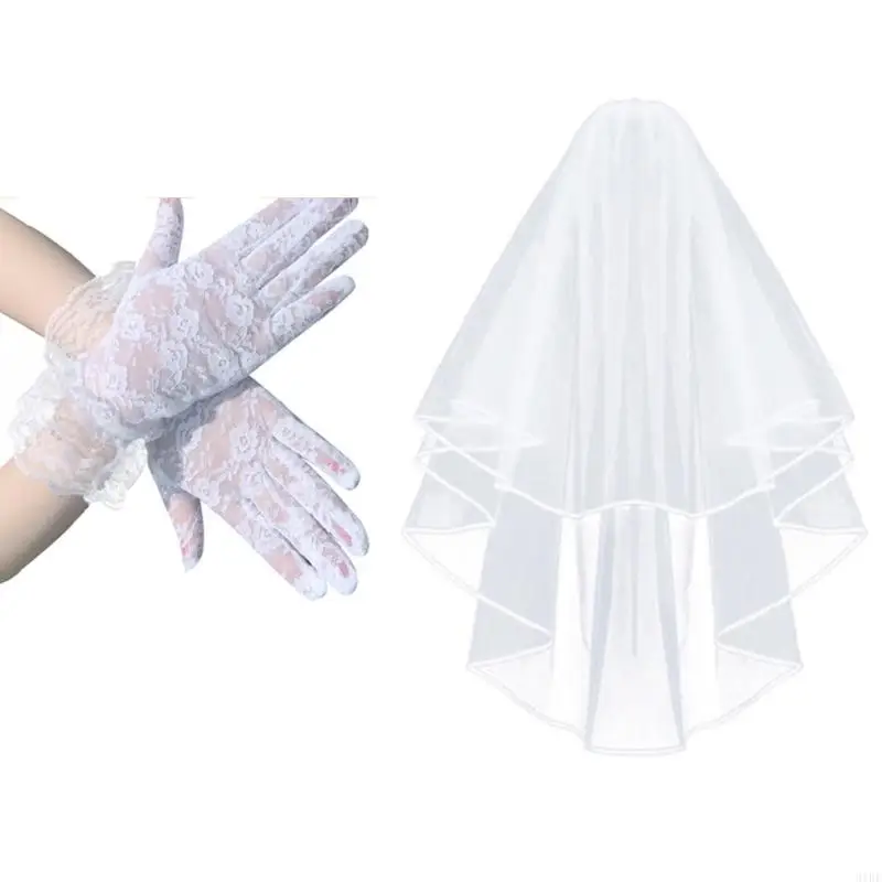

31BF Wedding Gloves Bridal Veil for Operas Stage Shows Evening Dinner Dancing