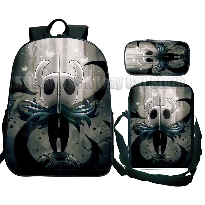 3Pc Set Game Hollow Knight School Bag Anime Boy Girls with Shoulder Bags and Pencil Bags Cartoon Children Backpack for School