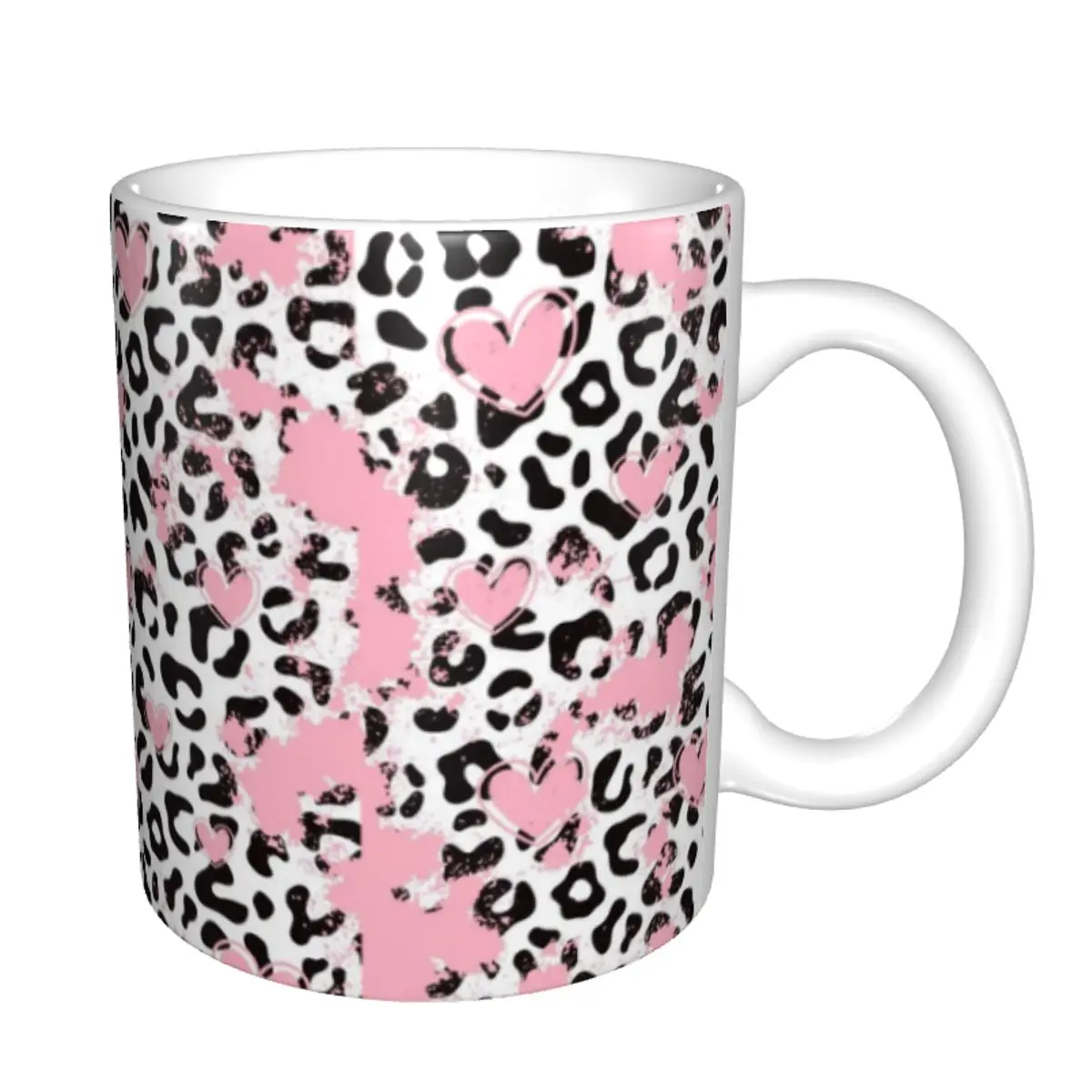 Personalized Leopard Print Black And Pink Coffee Mug DIY Ceramic Tea Milk Cups
