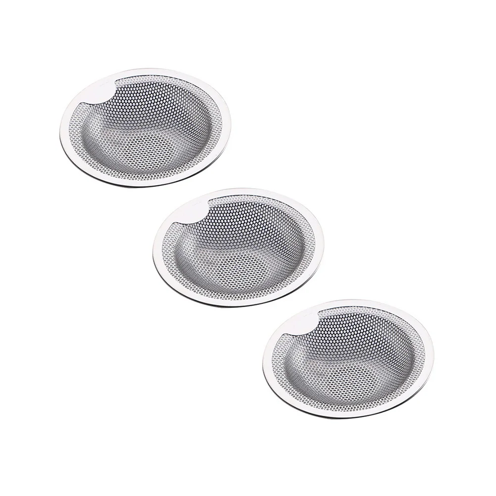 3Pcs Stainless Steel Sewer Filter Net Easy Install Clean Anti-Clogging Strainer for Kitchen Washbasin Bathroom
