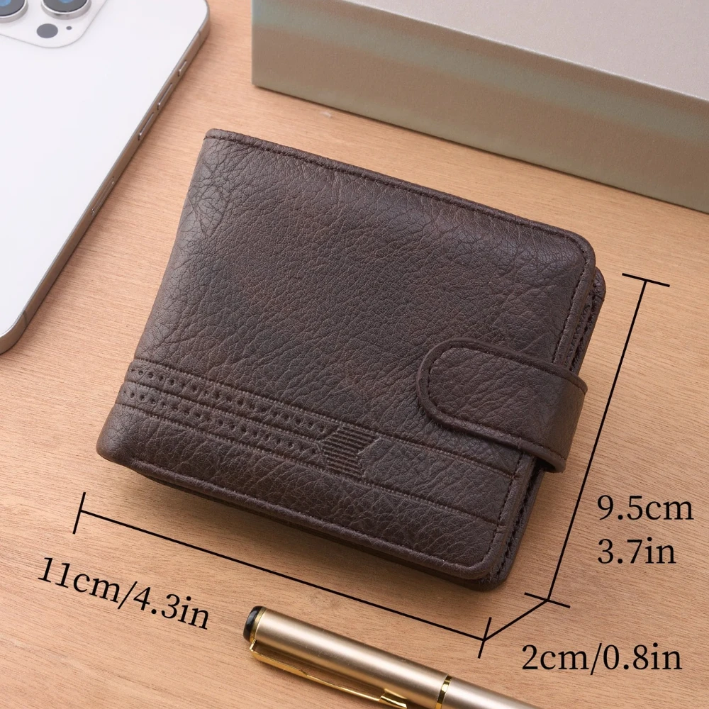 محفظة جلدية رفيعة للرجال، محفظة بسحاب عالي الجودة مع جيب للعملات المعدنية، حامل بطاقات قصير متعدد كاجوال للرجال للاستخدام اليومي