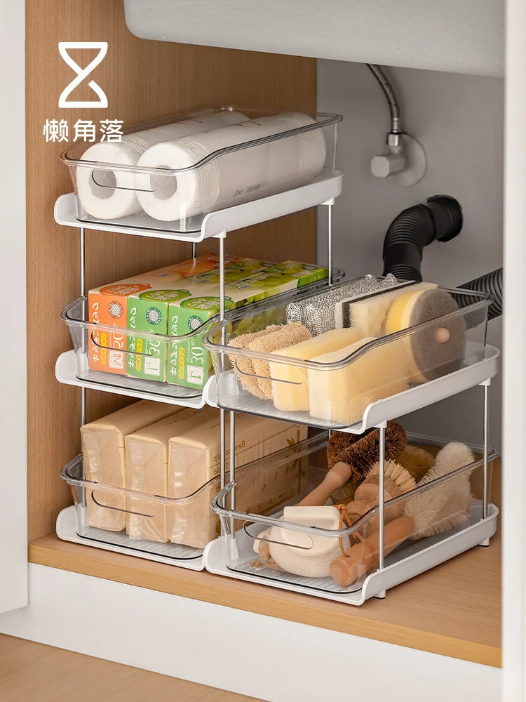 Luxury Style Kitchen Storage Rack under Sink Corner Shelf Double Layer Spice Storage Cabinet Bathroom Vanity Sink Base Organizer