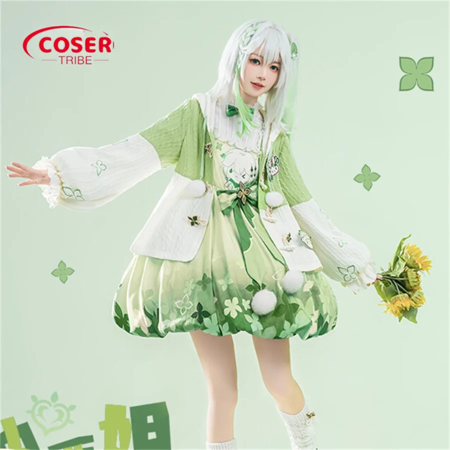 COSER TRIBE Anime Game Genshin Impact Nahida cute Halloween Carnival Role CosPlay Costume Complete Set