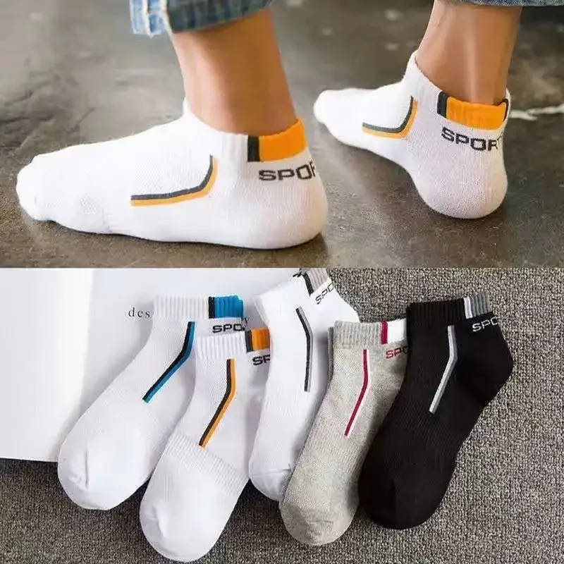 5 pares de calcetines deportivos para hombre, calcetín fino de malla transpirable para primavera y verano, calcetín desodorante absorbente de sudor