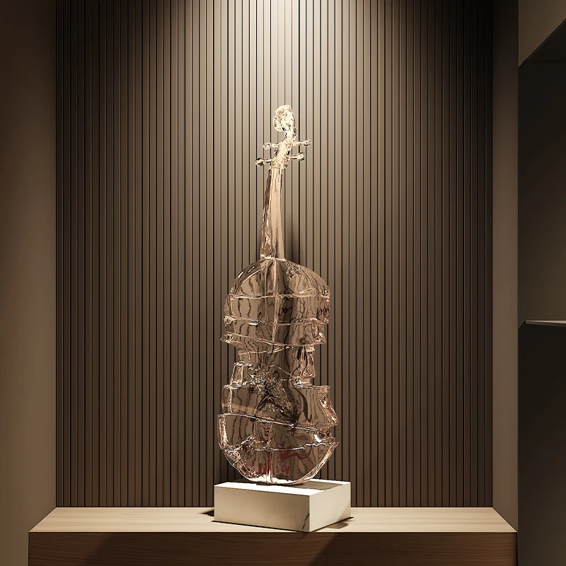 

Light high-end violin sculpture art room entrance vertical ornament hotel floor soft decoration