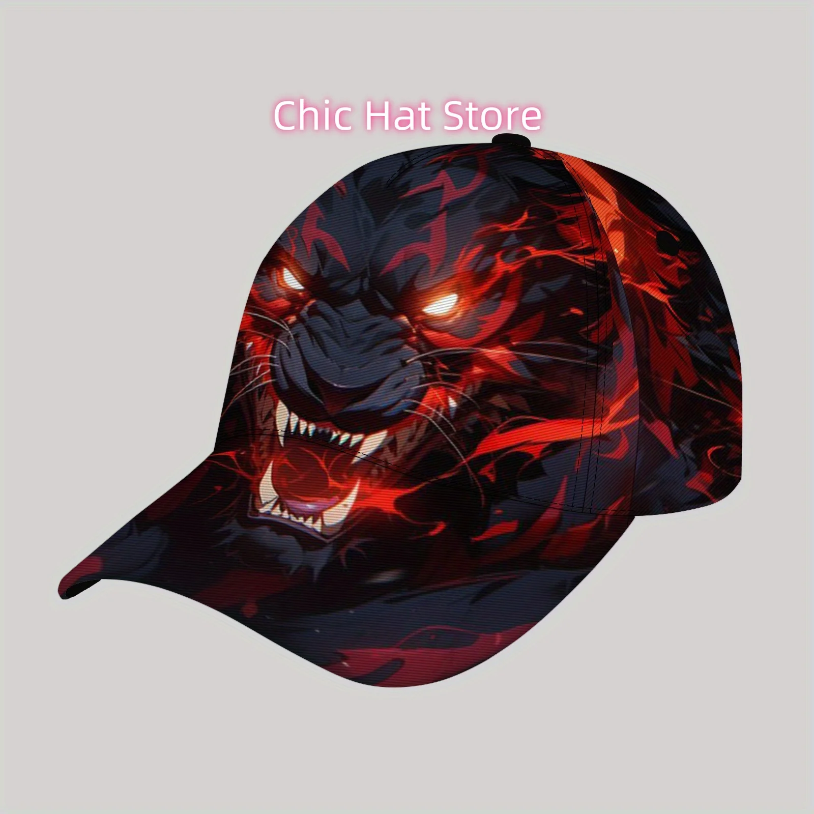 Fashionable and Lightweight Sun Hat, Cool Hip-hop Baseball Cap, Suitable for Beach,Dark and fierce black panther pattern