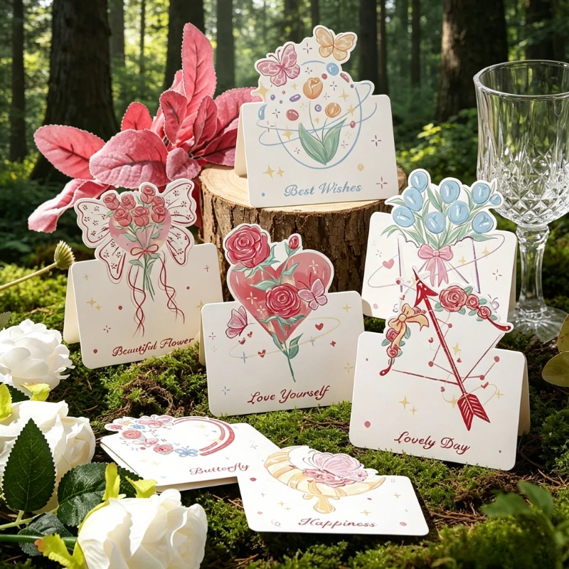 10pcs Floral 3D Greeting Cards Set Sweet Love Flower and Butterfly Design Cards for Birthday Valentine's Day and All Occasions