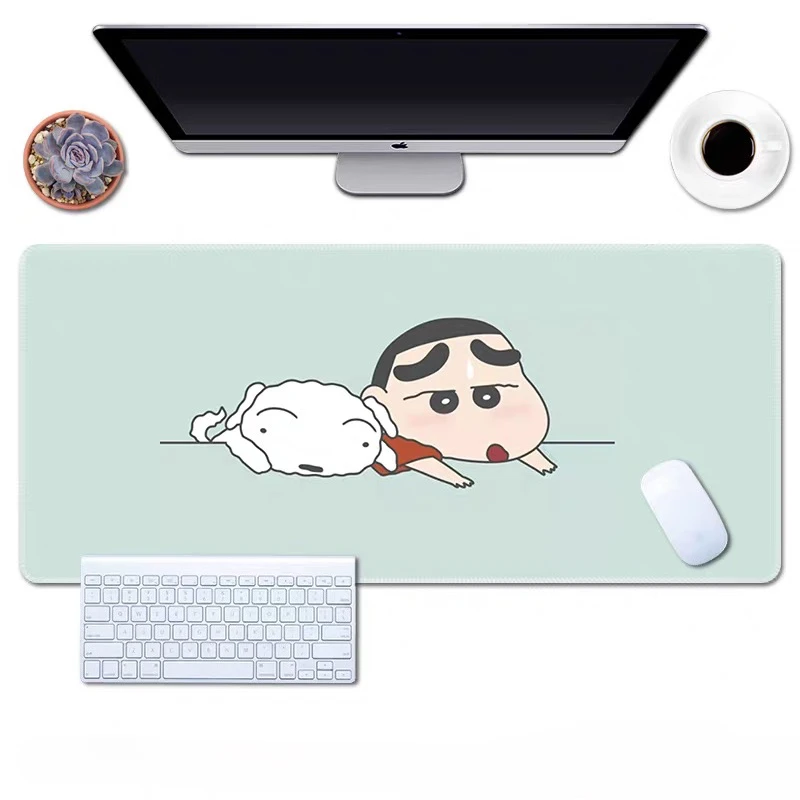 Cartoon Creative Crayon Shin-chan​​ Leather Mouse Pad Office Oversized Size Cute Cartoon Animation Keyboard Edge Lock Table Mat