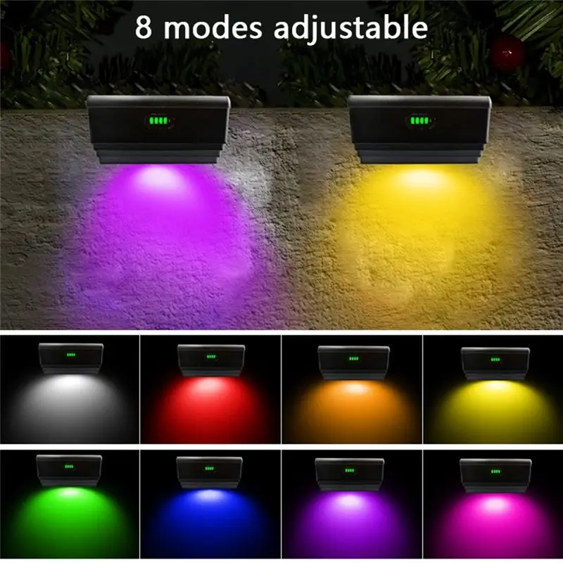 HLZS-Outdoor Solar Fence Lights 4-Pack, Fencing Color Lights For Wall Backyard Step Railing Patio Pool