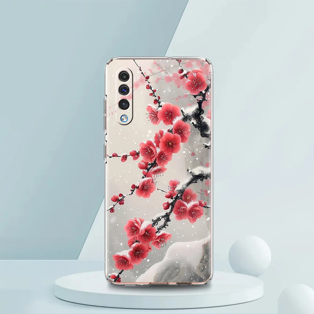 Plum Blossom Transparent Phone Case for Samsung Galaxy A12 A50 A52 A70 A40 A10 A20 A30 A02 A03S A04 Cover Silicone Shell Capas