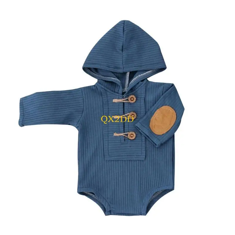 

QX2D Baby Hooded Jumpsuit for Photography Photo Costume 0-2M Infant Girl Photo Suit