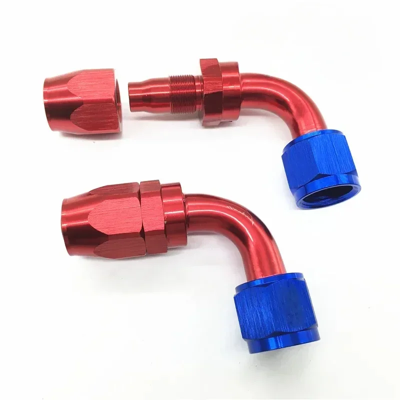 Aluminium AN Fittings Adapter Oil Fuel Reusable Fitting Hose End 90 Degree AN4/6/8/10 Fuel/Swivel Hose