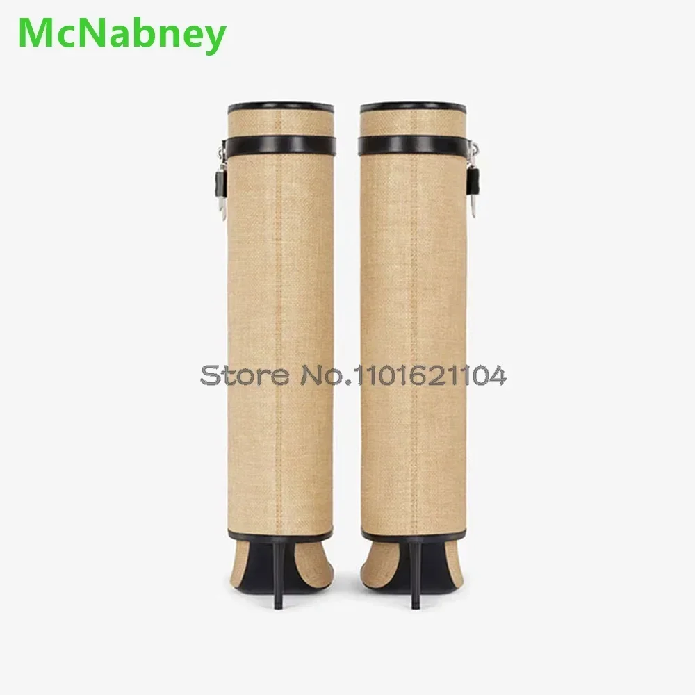 Splicing Open Toe Shark Boots For Female Women 2024 Autumn New Thin High Heel Luxury Metal Lock Design Slip-on Fashion Shoes