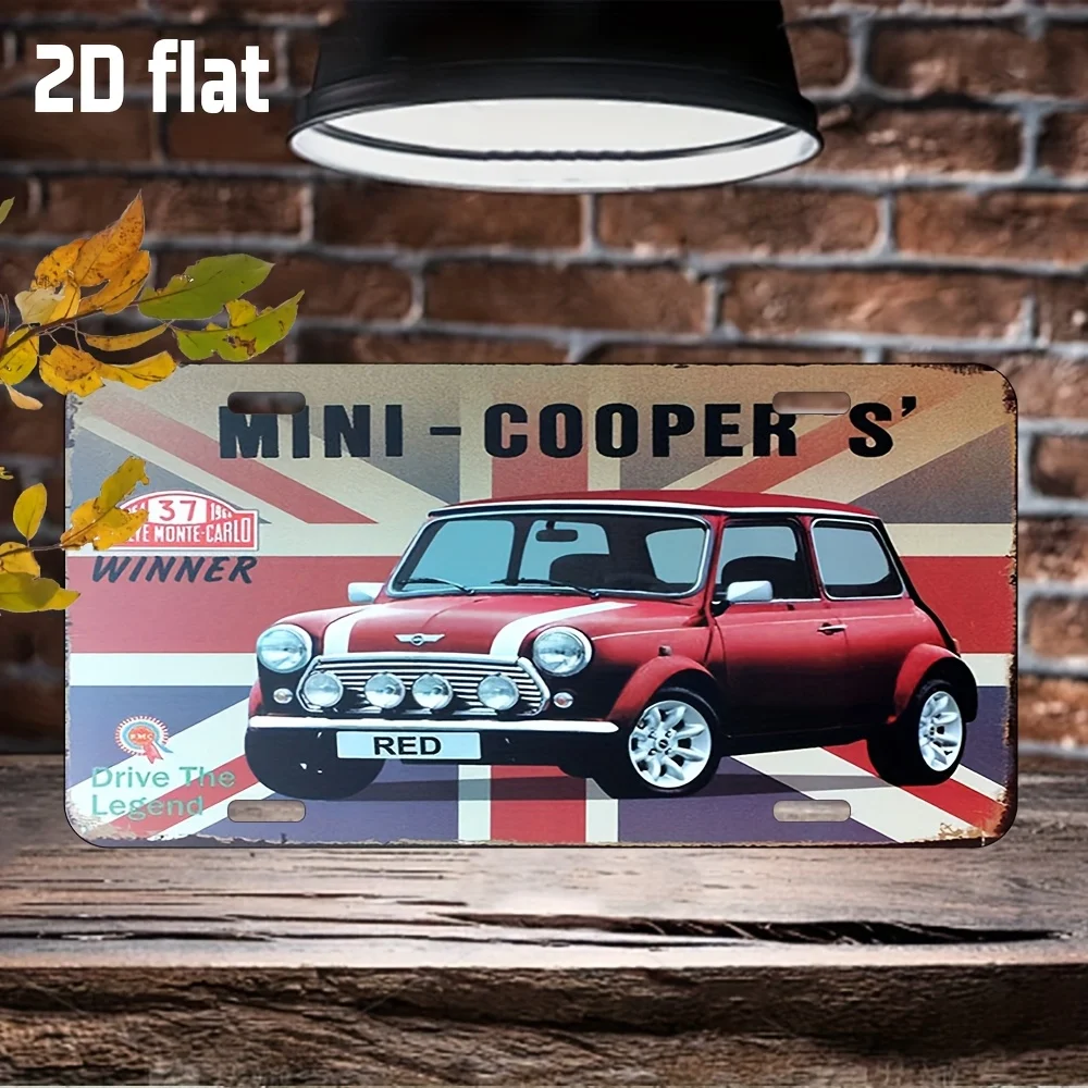 2D Flat,Vintage Metal Sign,Wall Hanging Decor for Home,Bar-Classic Red Car Design with