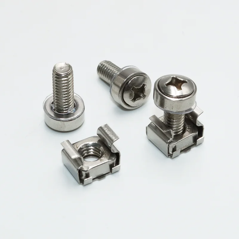 Schrankschraube aus Edelstahl 304, M5 M6 x 16, für Netzwerkspeicher, Server, Gehäuse, Käfigmutter, Schrauben, Unterlegscheibe, Rack, Bolzenmontage, Clip-Muttern – Detail 2