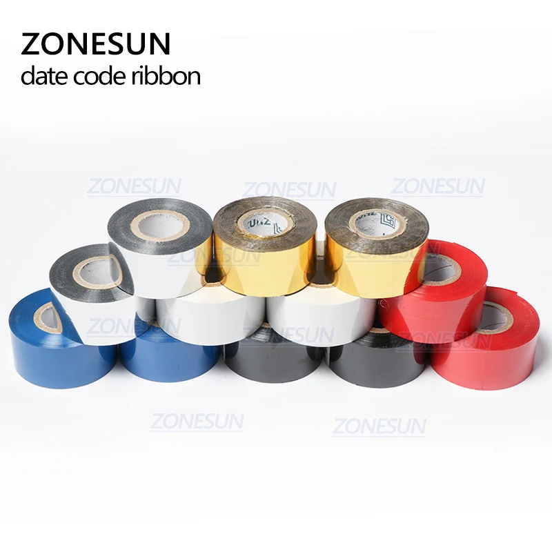 ZONESUN 30mm*100m Color Thermal Transfer Ribbon Roll for DY-8 241B Date Hot Foil Ribbon Coding Machine Lot Batch Number Printer