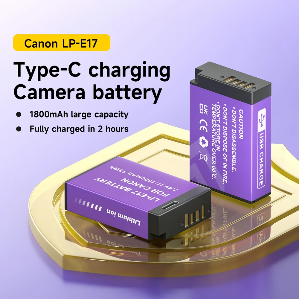 PALO LP-E17 LP-E8 LP-E6 LP-E10 Battery LP E17 LP E8 LP E6 LP E10 Type C Charging Battery for Canon Digital Camera+Free USB Cable