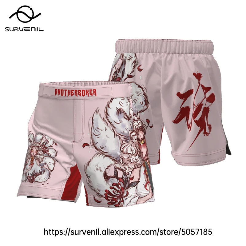 

Men's Women's MMA Training Shorts Pink Hook Loop Elastic Waist Shorts for BJJ Muay Thai Boxing Workout Quick Dry Grappling Pants